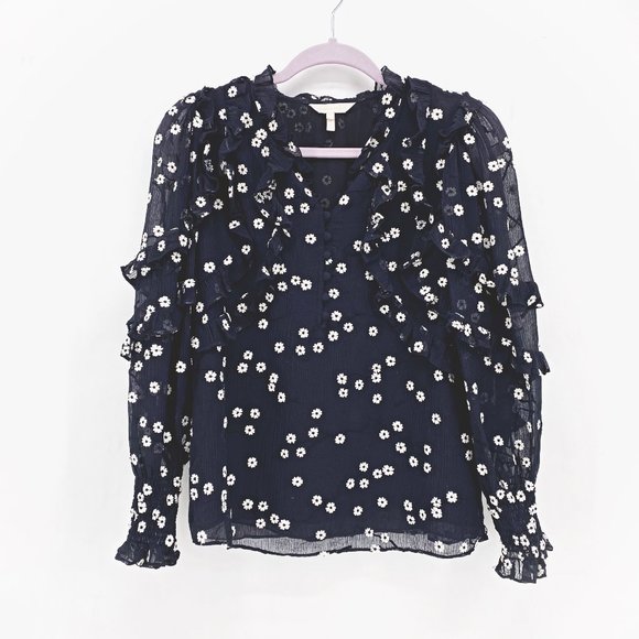 Rebecca Taylor Alessandra Embroidered Ruffle Top - Picture 1 of 14